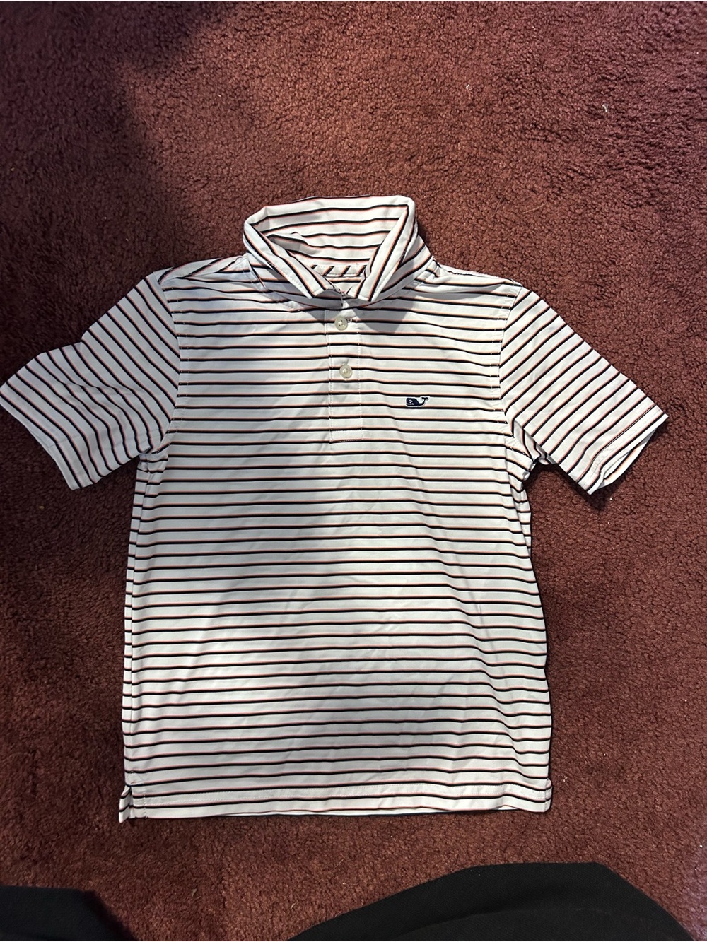 Vineyard Vines White Polo with Navy Stripes
